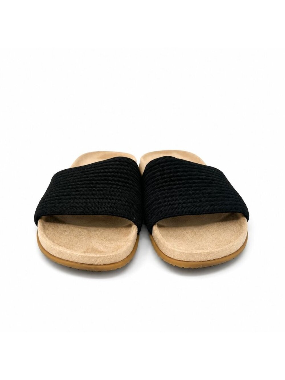 Vionic Evie Supportive Ribbed Knit Slide Sandal Black Women Size 12 Comfort Arch - Picture 3 of 8